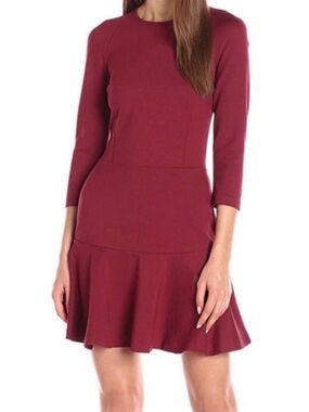 Armani Exchange Wine Red Fit-and-Flare Mini Dress